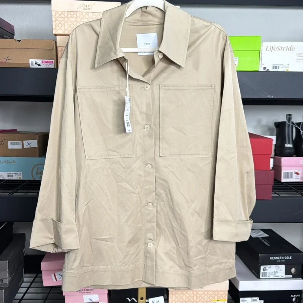 MANGO
Women's Pockets Detail Oversized Overshirt Jacket Beige Utility Jacket - Picture 5 of 8